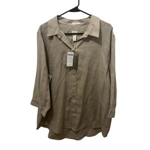 Chico's 100% Linen Button Down Blouse Size 20